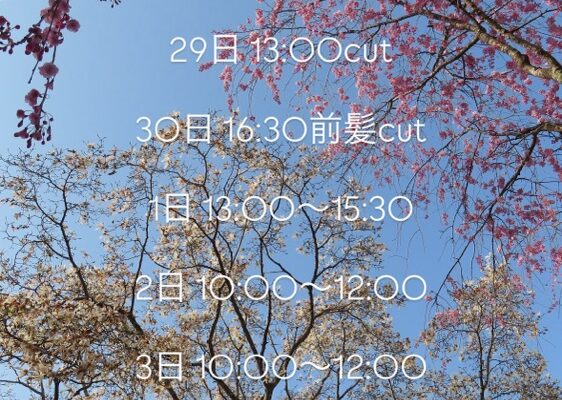 来週のご予約です